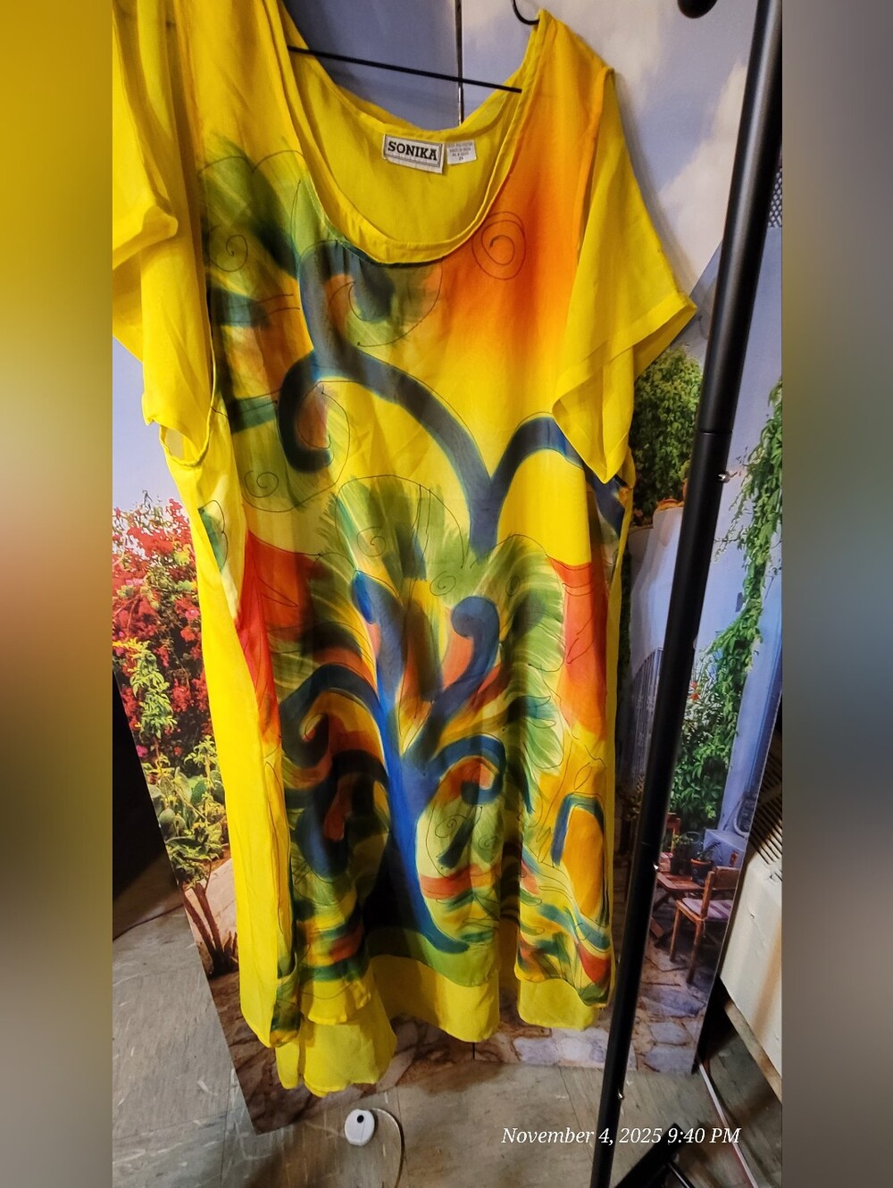 SONIKA Yellow Multicolor Abstract Floral Maxi Dress